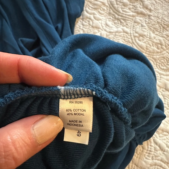 Express Blue Wrap Ruched Blouse - Picture 11 of 12